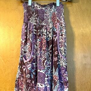 Floral Purple Women's Skirt with big pockets boho hippie vibes